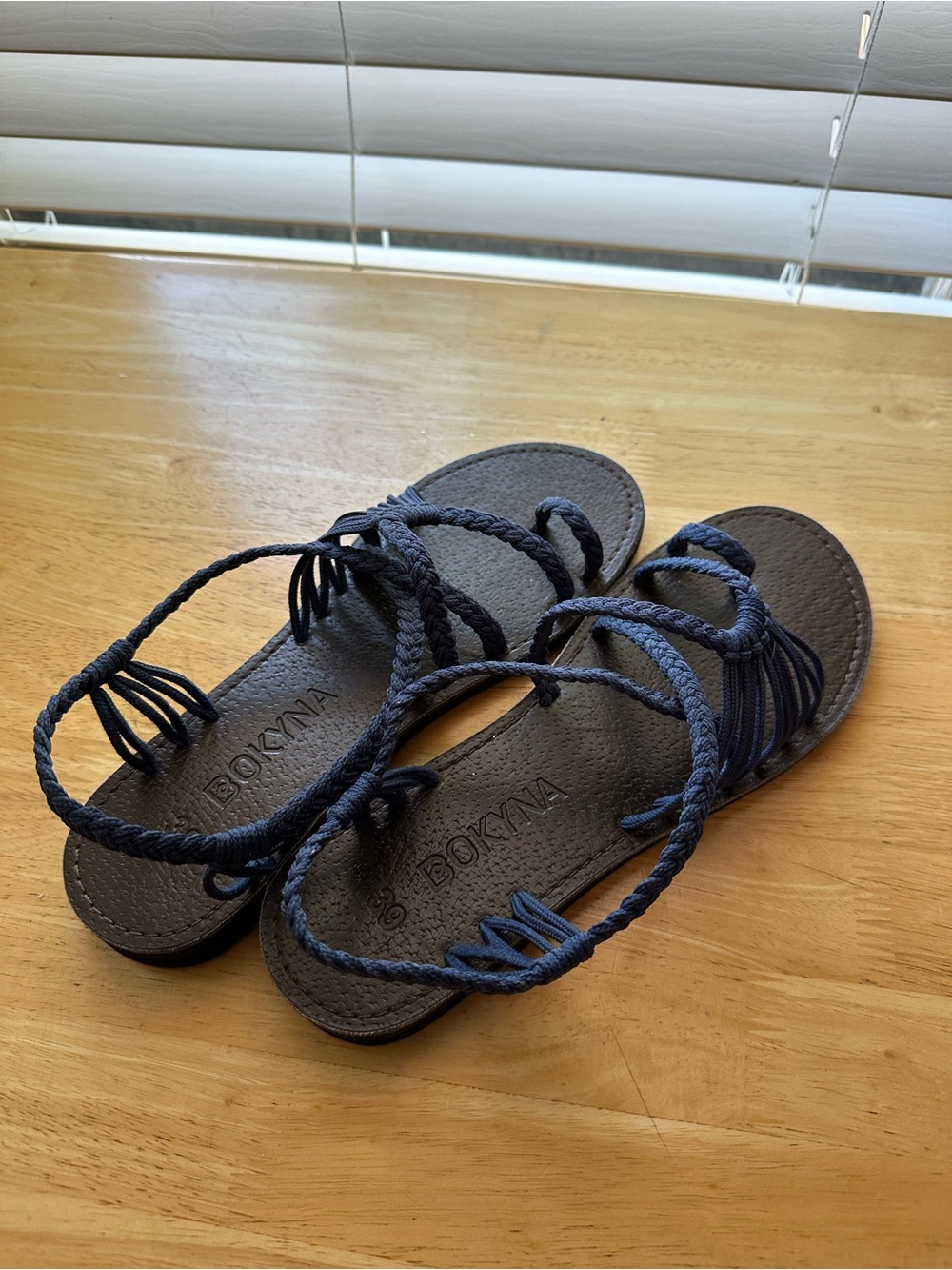 Bokina Navy Braided Rope Sandals for Women
